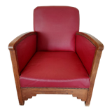 Raspberry red art deco armchair