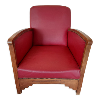 Raspberry red art deco armchair
