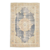 7x11 Soft Beige & Blue Wool Vintage Rug For Living Room, 210x324 Cm