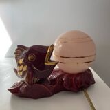 Ceramic and opaline fish lamp