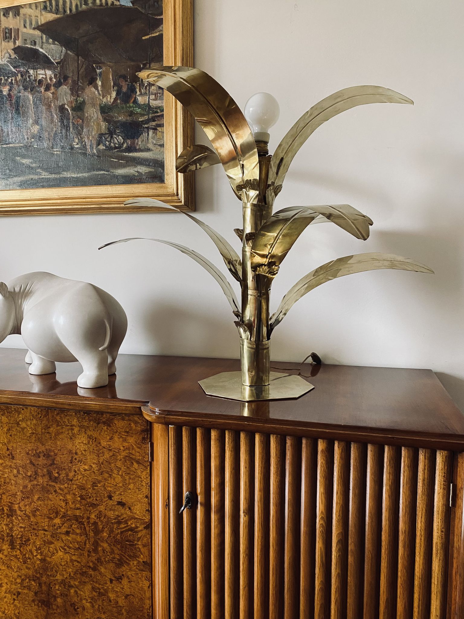 Palm tree brass floor/table lamp, Bottega Gadda Italy, 1960