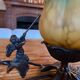 Pair of lamps cherubs bronze vintage glass paste