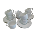 Set of 9 white porcelain coffee cups