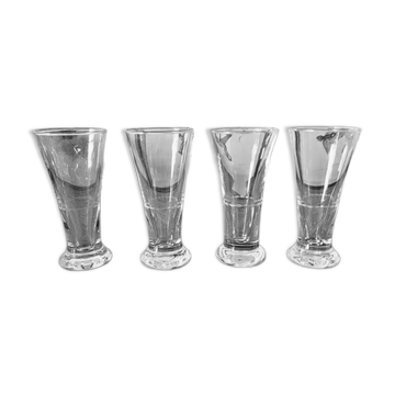 Verres à anisette bistrot vintage, joli liseré gravé (lot de 4)