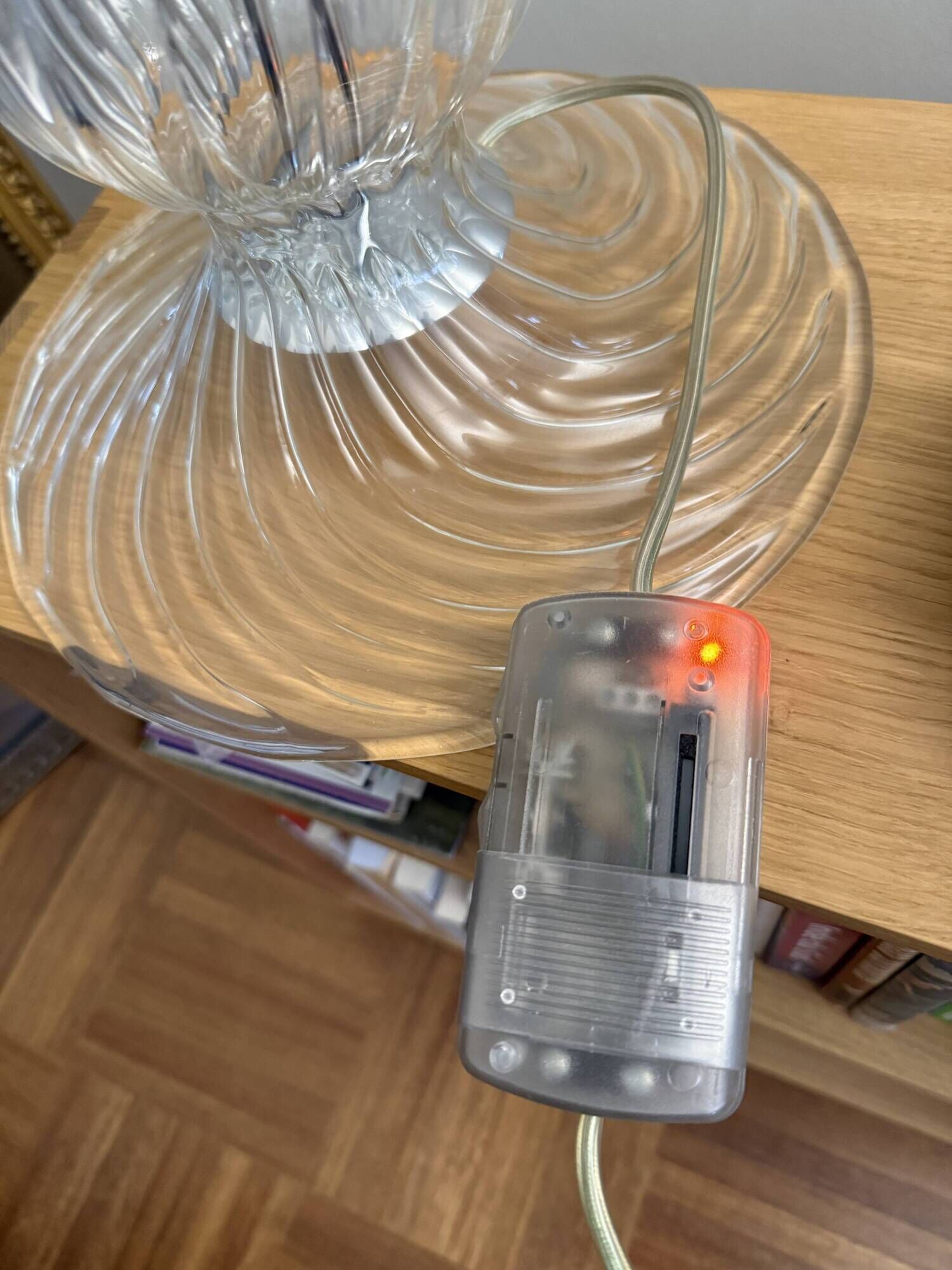 Table lamp – Murano glass base – White pleated shade