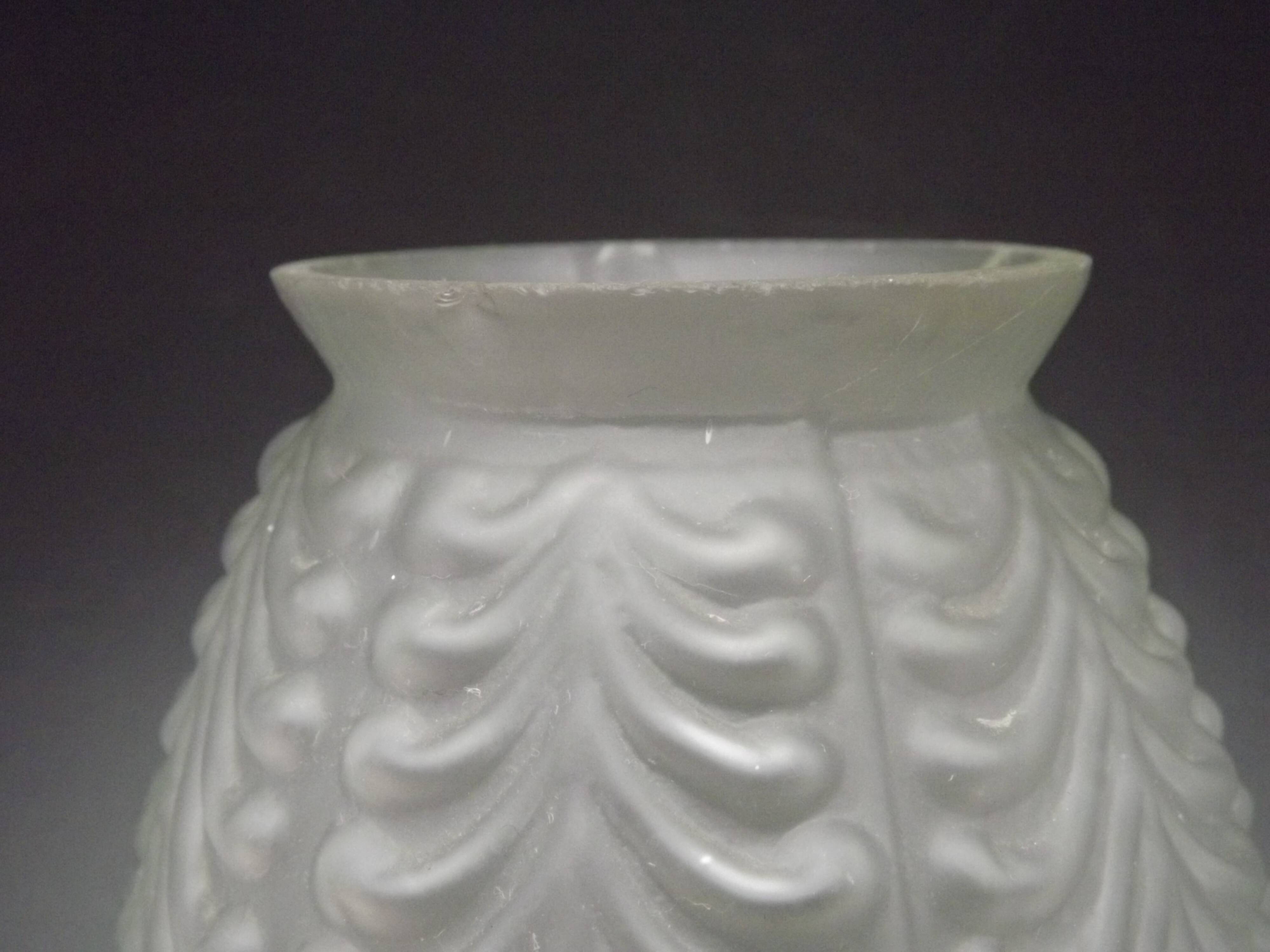 Replacement lampshade in vintage French opaque white glass with fluted edge 0183