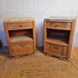 Pair of art deco oak bedside tables