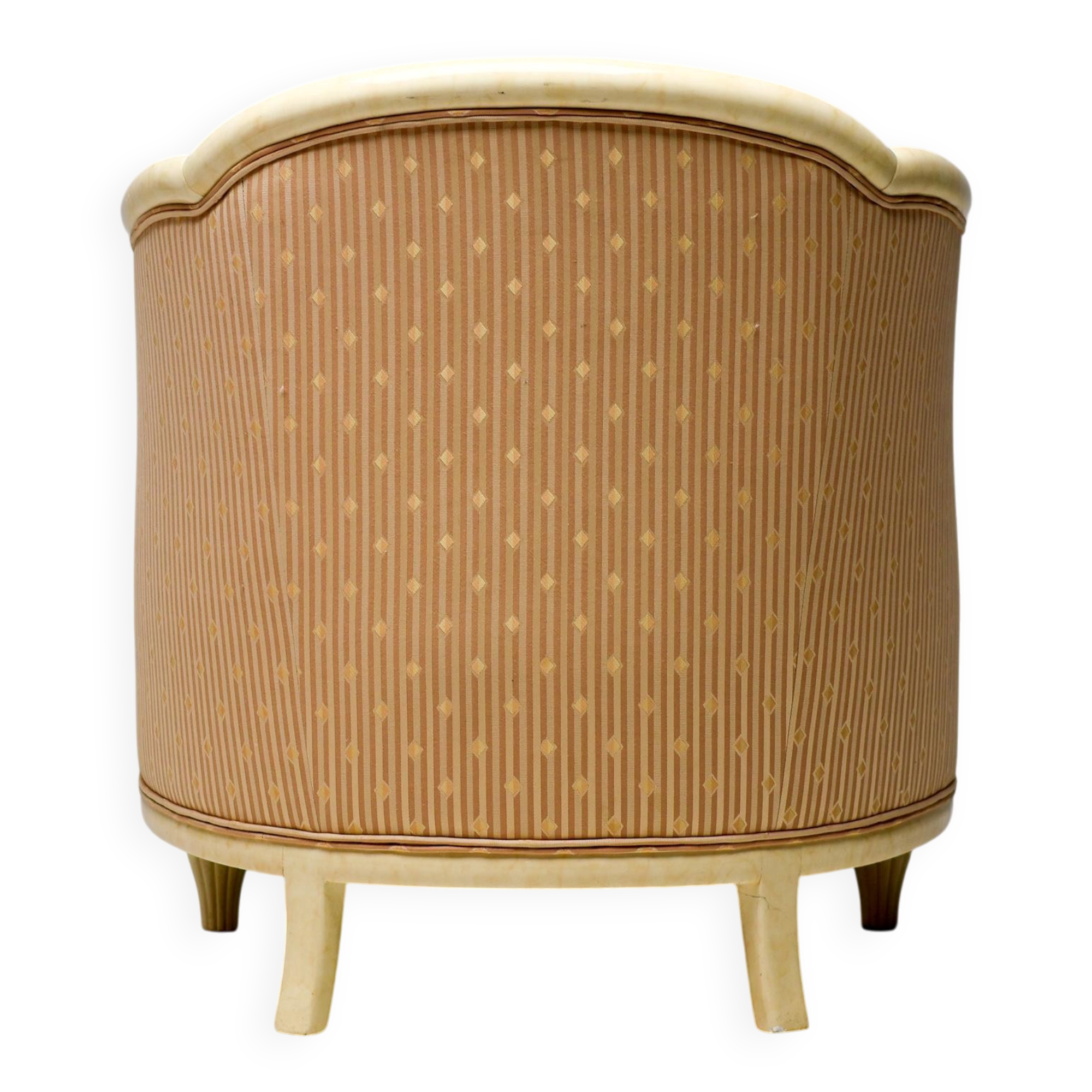 Fine Art Deco Bergère Club Chair Hollywood Regency Style Damask