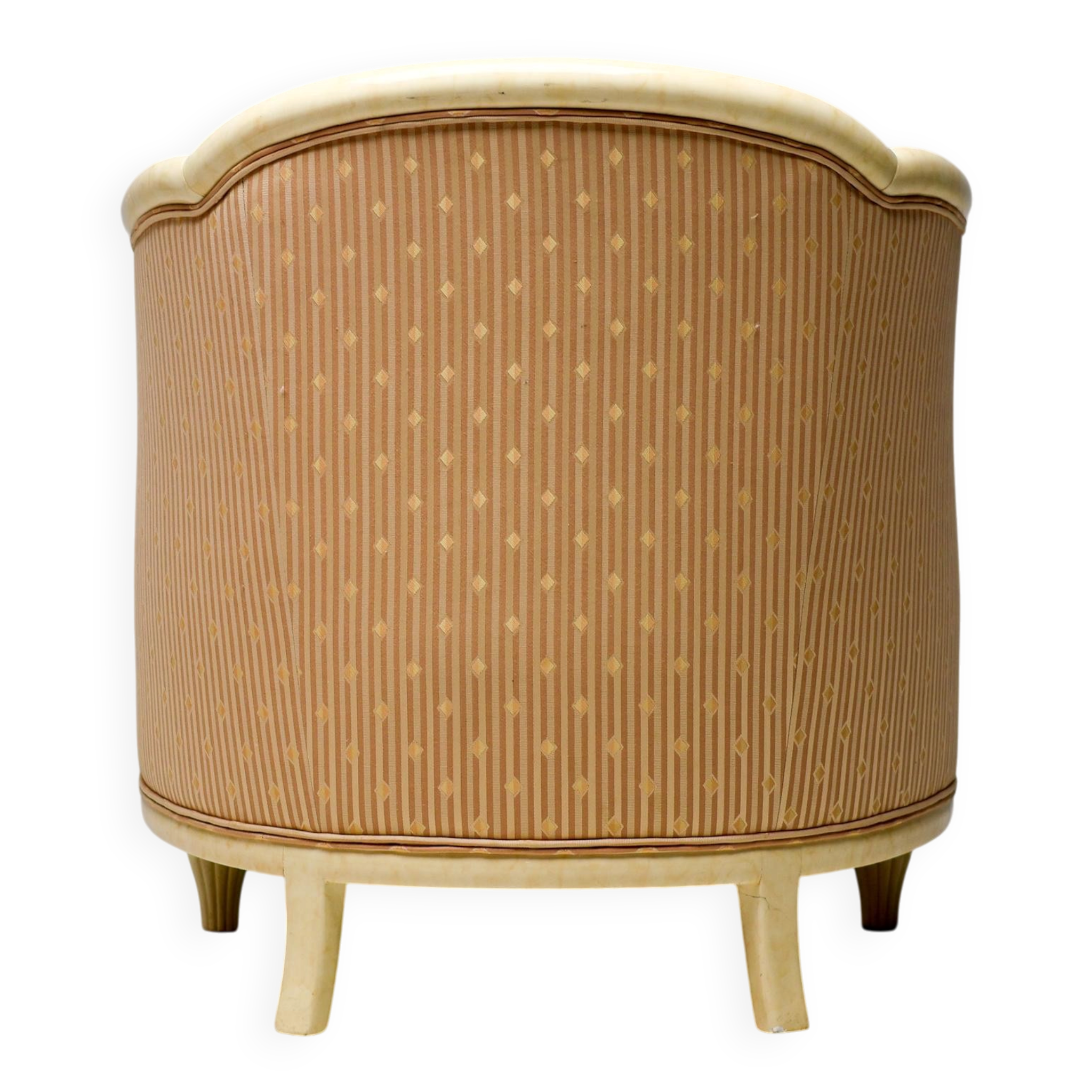 Fine Art Deco Bergère Club Chair Hollywood Regency Style Damask