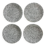 Set of 4 speckled black and white ceramic plates made in Italy