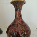 Cloisonné brass vase decorated with lotus flowers
