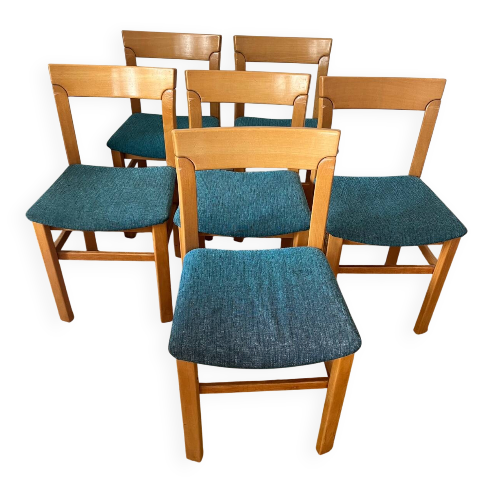 6 solid elm chairs from the 1970s