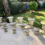 Ensemble de 12 vases Médicis vintage en pierre reconstituée