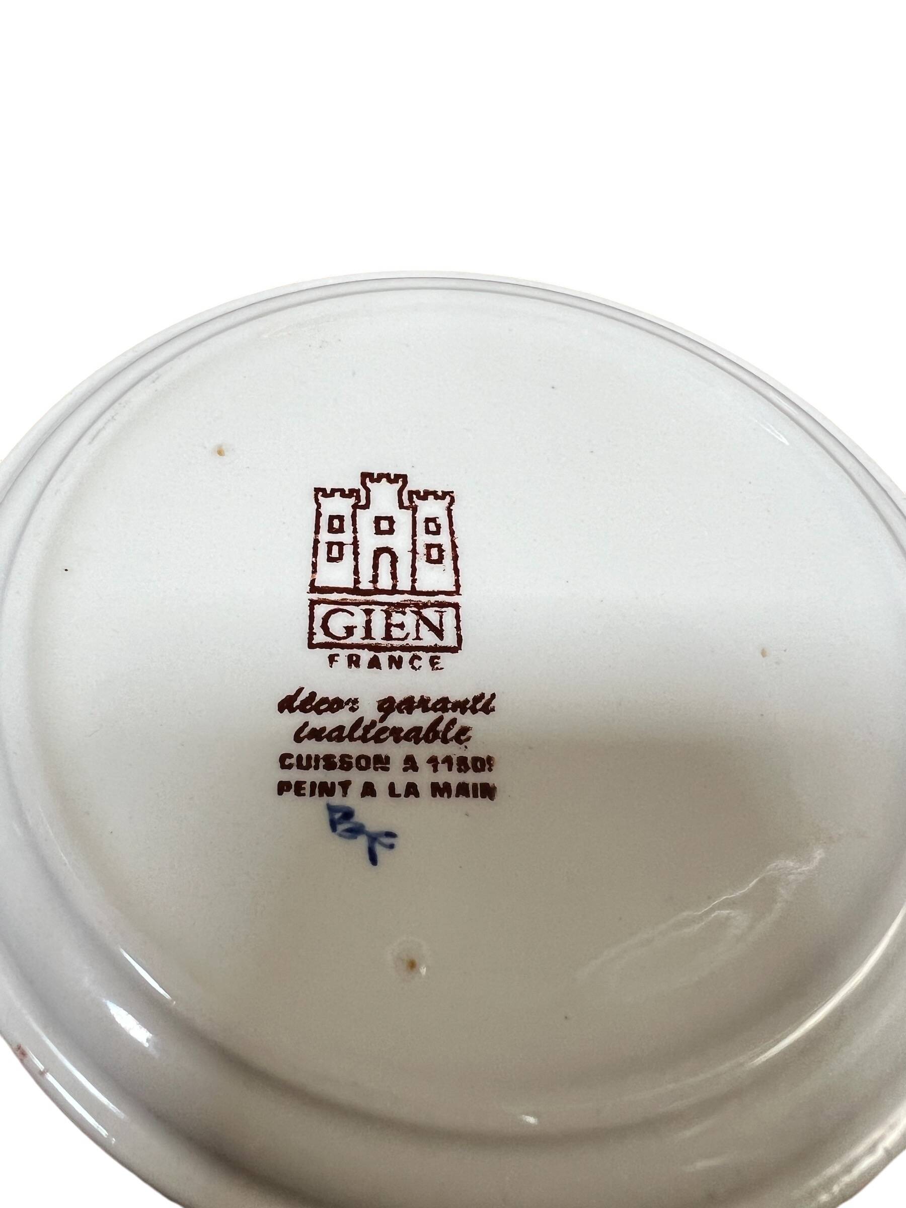 Gien earthenware tea set, peony decoration