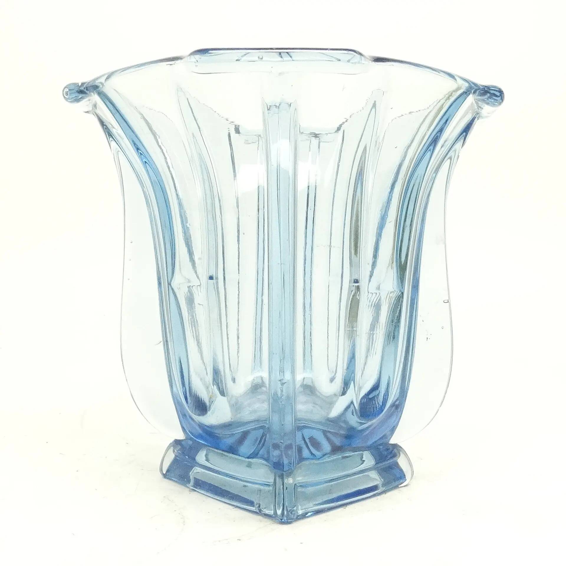 Art Deco vase, pressed glass, Zawiercie Glassworks, Poland, 1930s