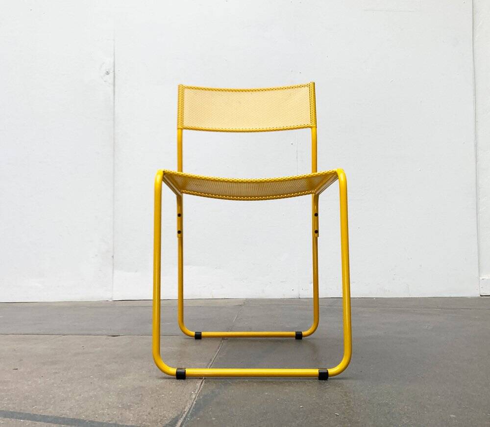 Italian perforated metal chair from the mid-century space age, 1960s.