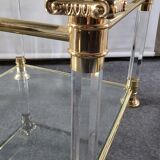 Pair of tables in brass, acrylic and glass