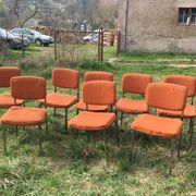 LOT of 8 chairs in orange fabric '70s very comfortable