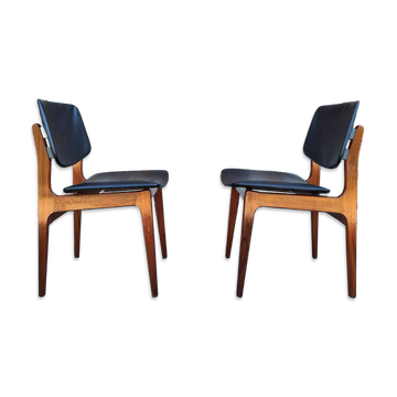 Pair of vintage Scandinavian chairs, antique seating furniture.