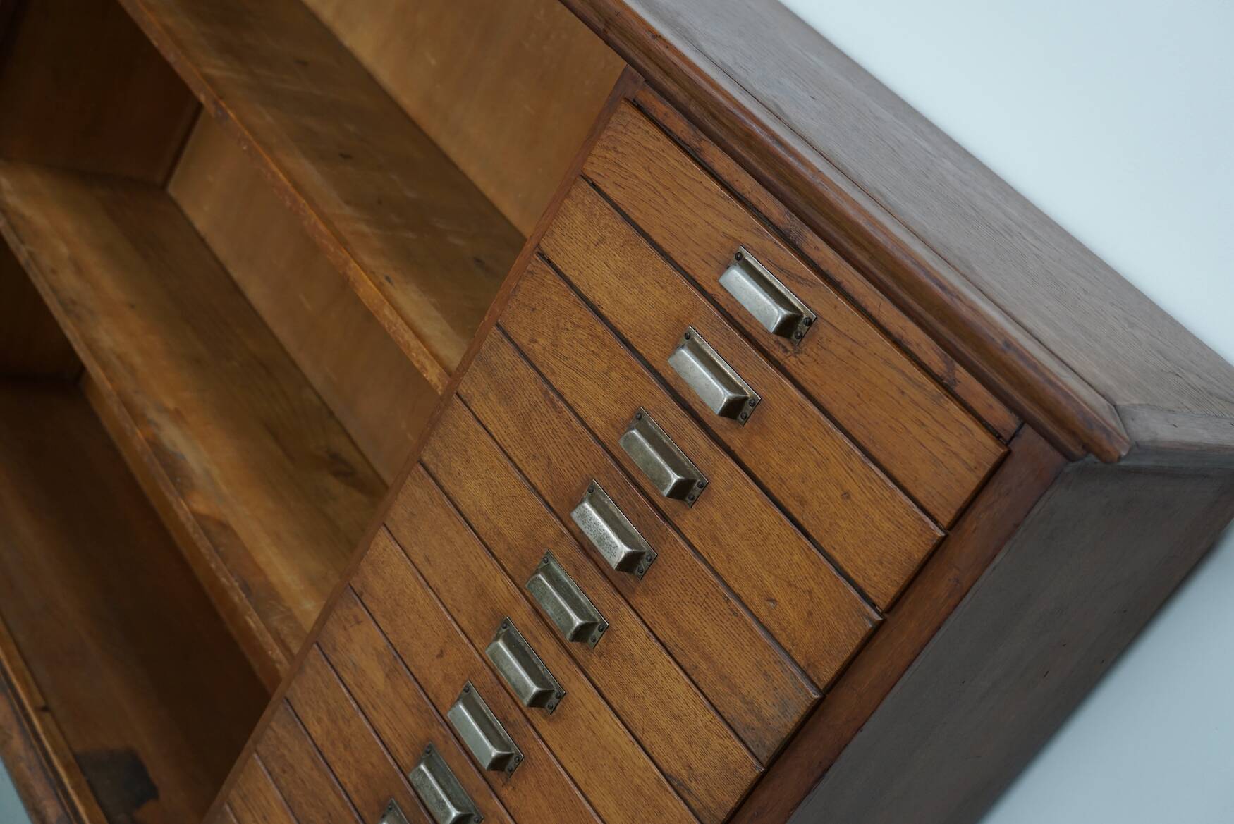 Vintage Dutch Oak Apothecary Sideboard / Filing Cabinet, 1950s