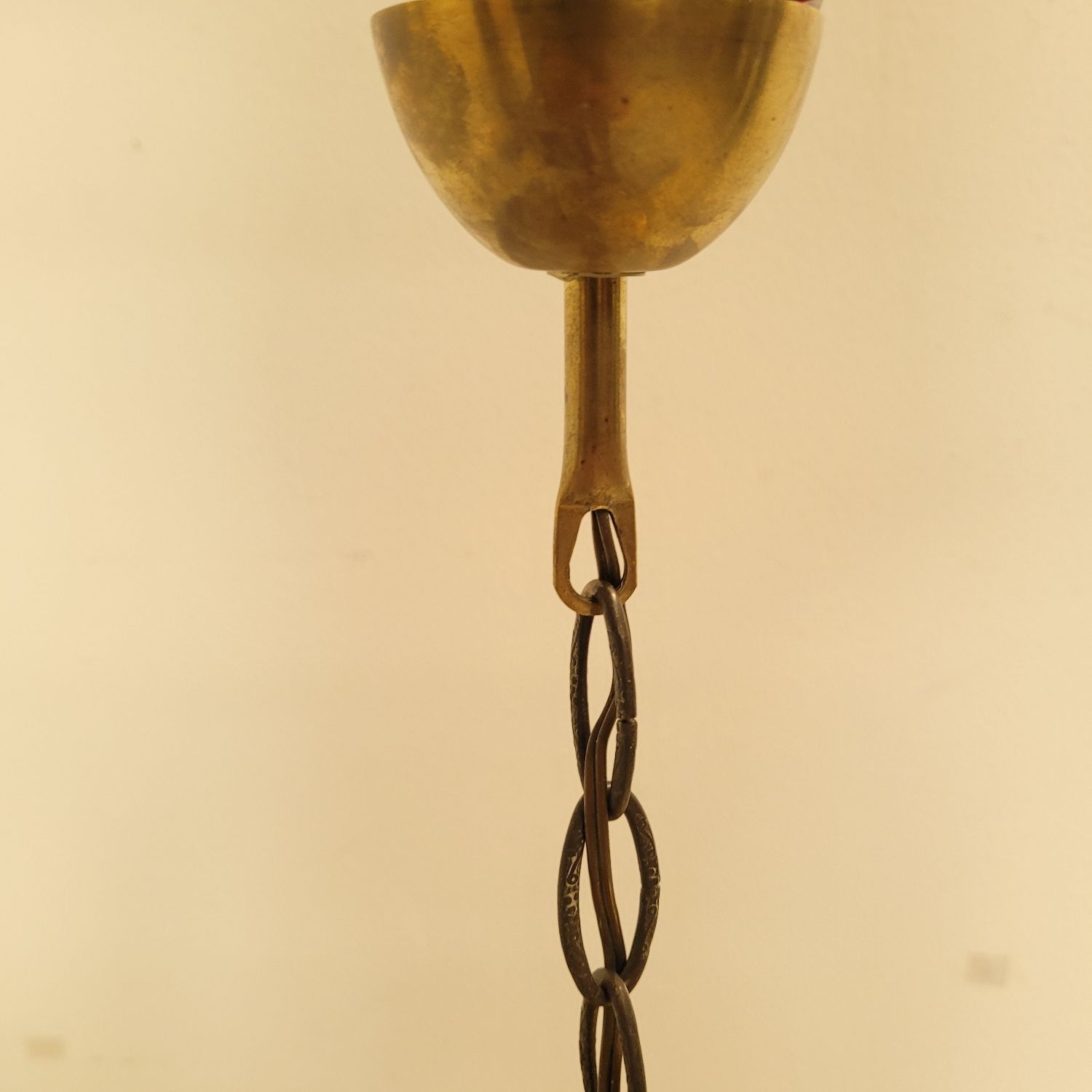 Vintage Pendant Lamp Maison Arlus in glass and brass year 70