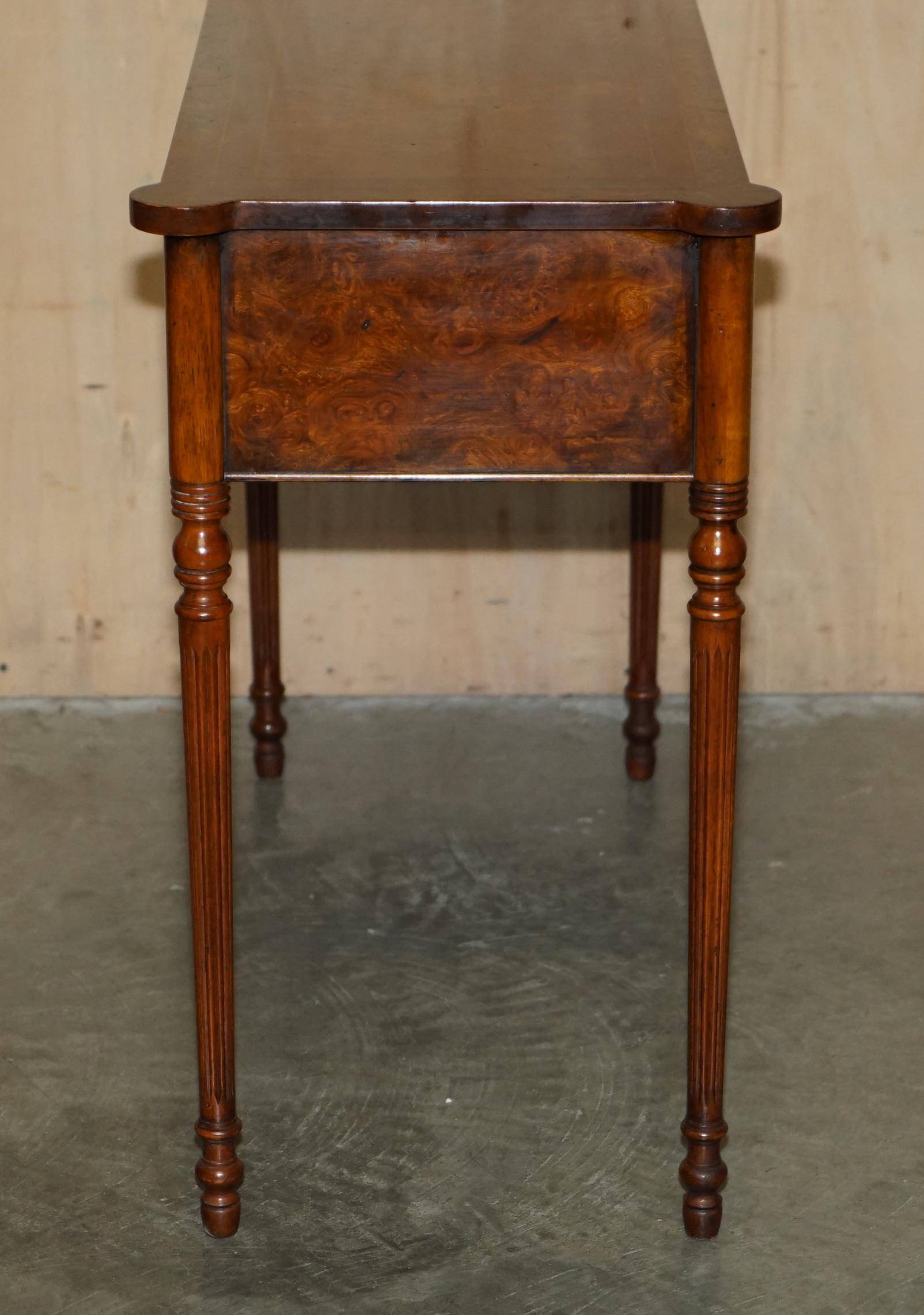 Restored console in Burr Oak & Satin Wood, circa 1920.