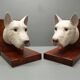 Dog head bookends ~ composite resin ~ vintage from the 70s/80s ~ england