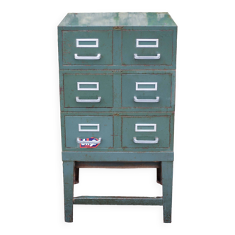 Meuble Strafor vintage, meuble à 6 tiroirs, meuble métal vintage, industriel, déco loft, 50's