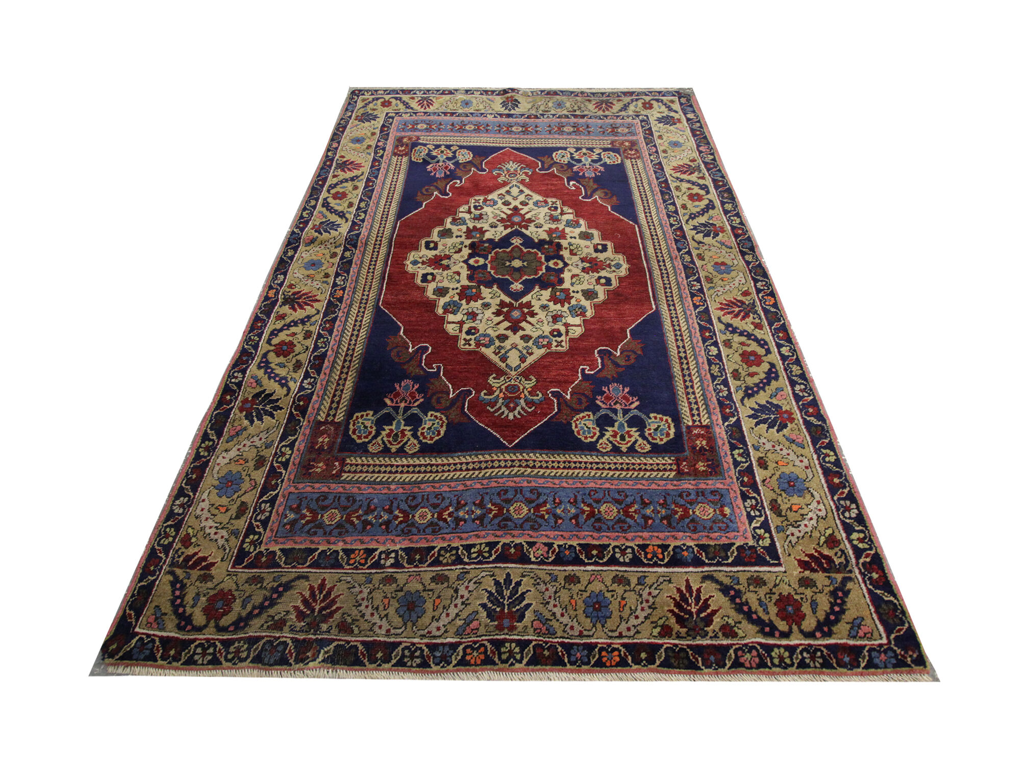 Vintage Turkish Wool Red Area Rug- 122x210cm