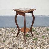 Antique Art Deco Style Wooden and Marble Stool