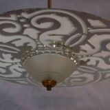 Art Deco chandelier in frosted and mirrored glass, 1940s