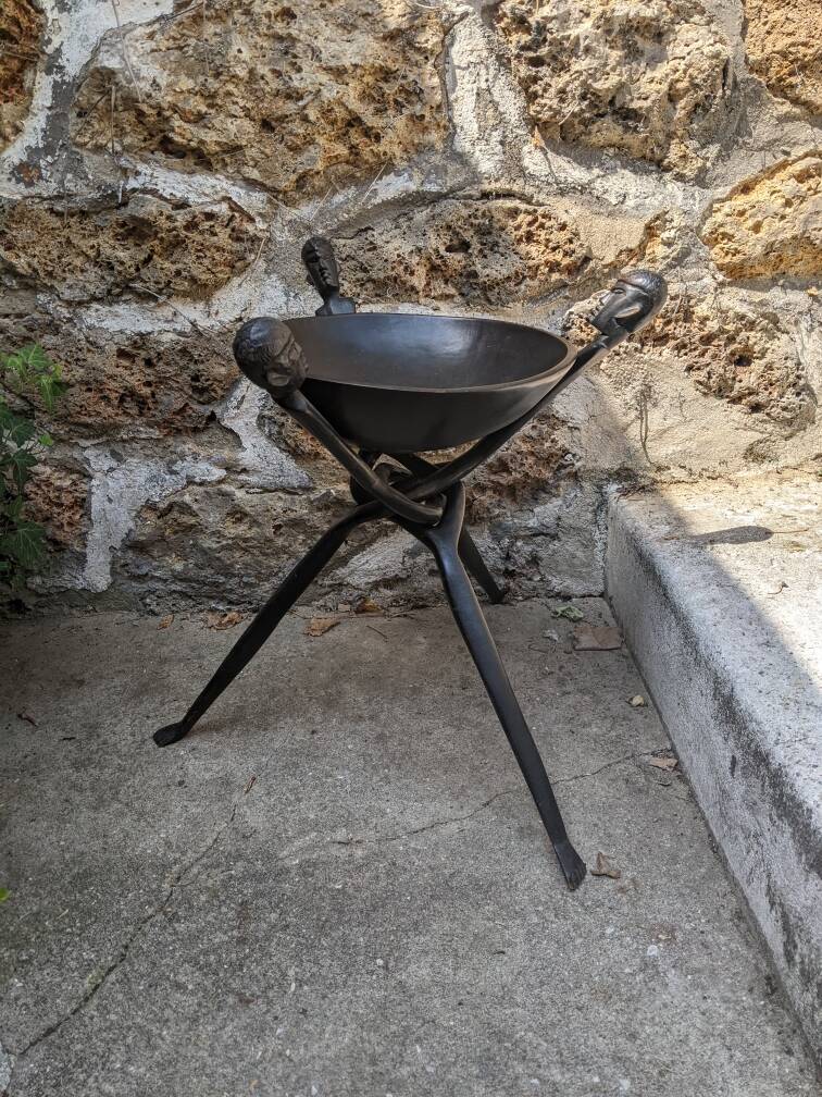 Tripod pocket emptier handcrafted African art ethnic tribal decoration