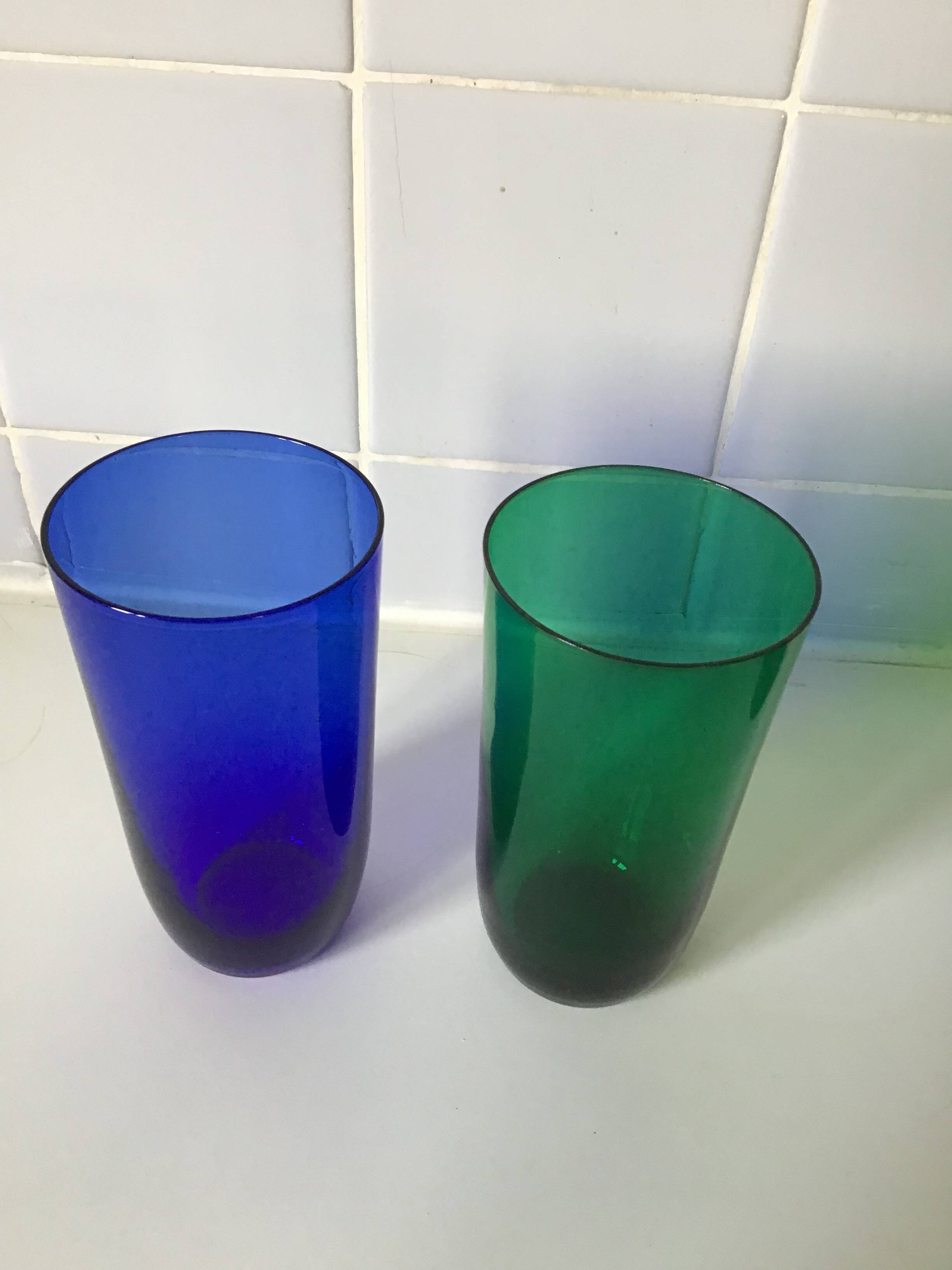 6 colored orangeade glasses