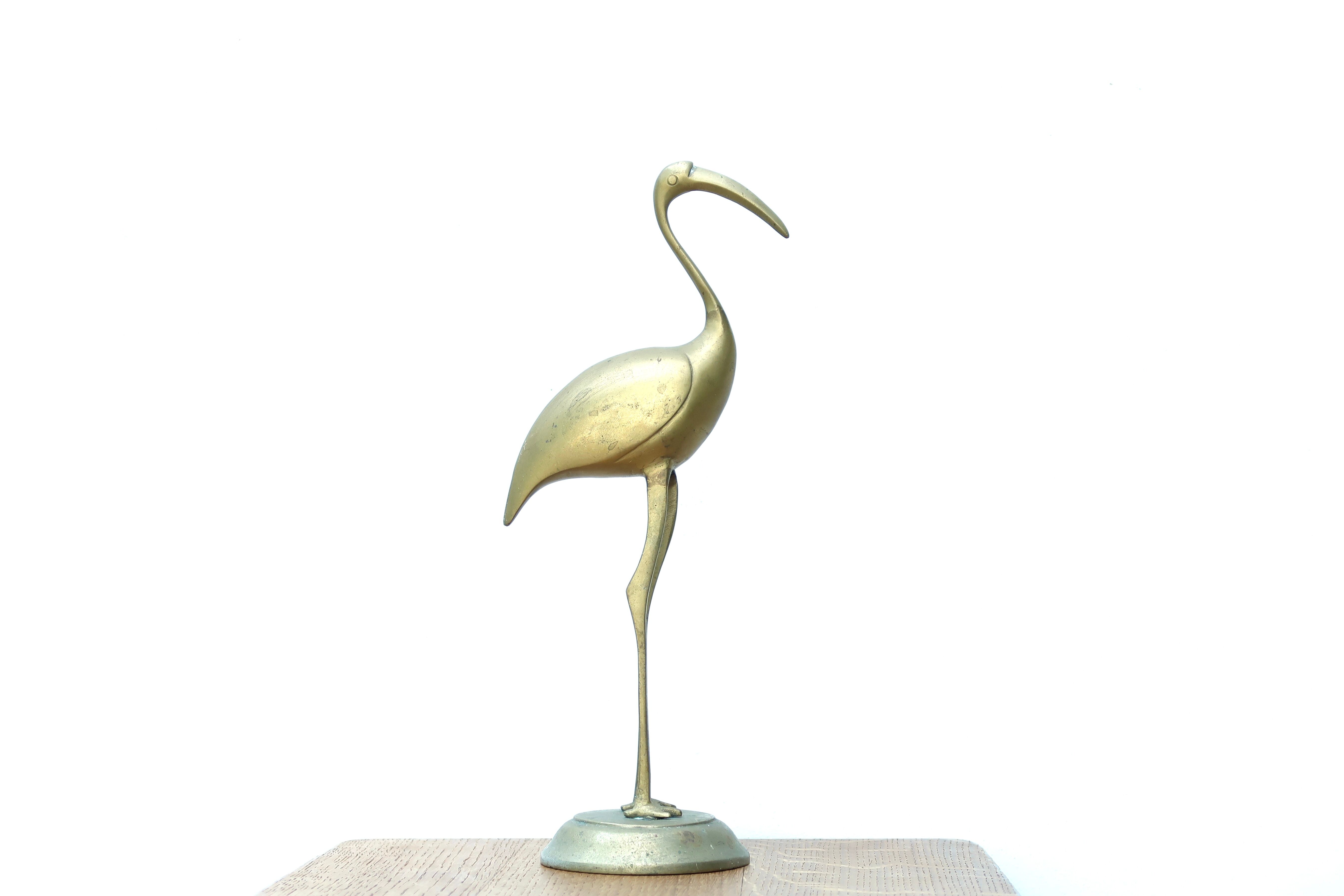 Brass flamingo sculpture, 60s