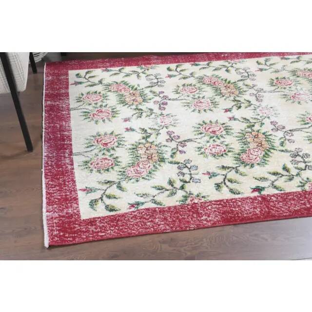 1970s Turkish Oushak Handmade Wool Cotton Beige Area Rug 127x235