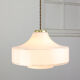 Mid-century Italian White Glass and Brass Pendant Lamp