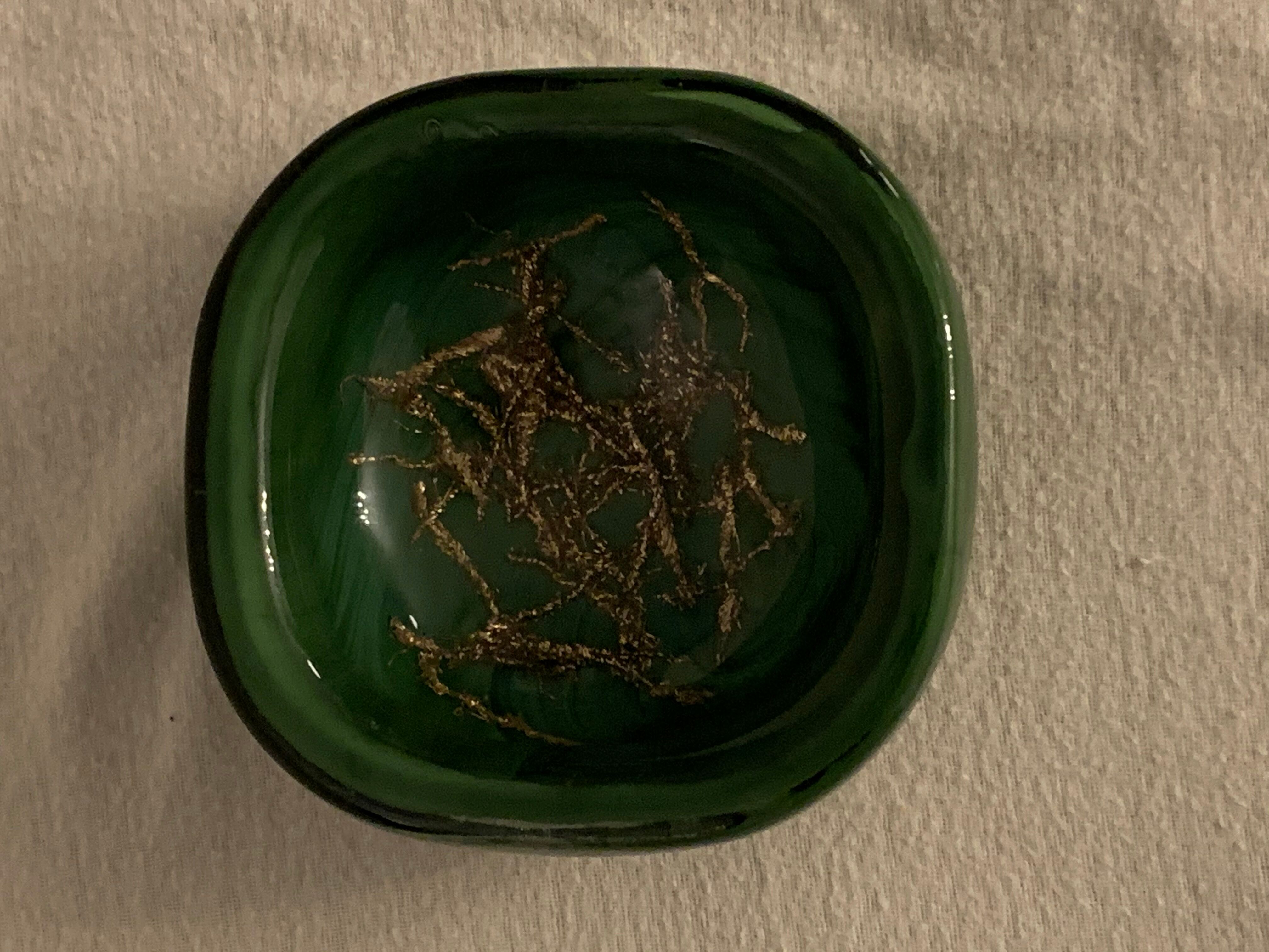 Venini green glass ashtray  Italy Toni Zuccheri Murano Giade 1960