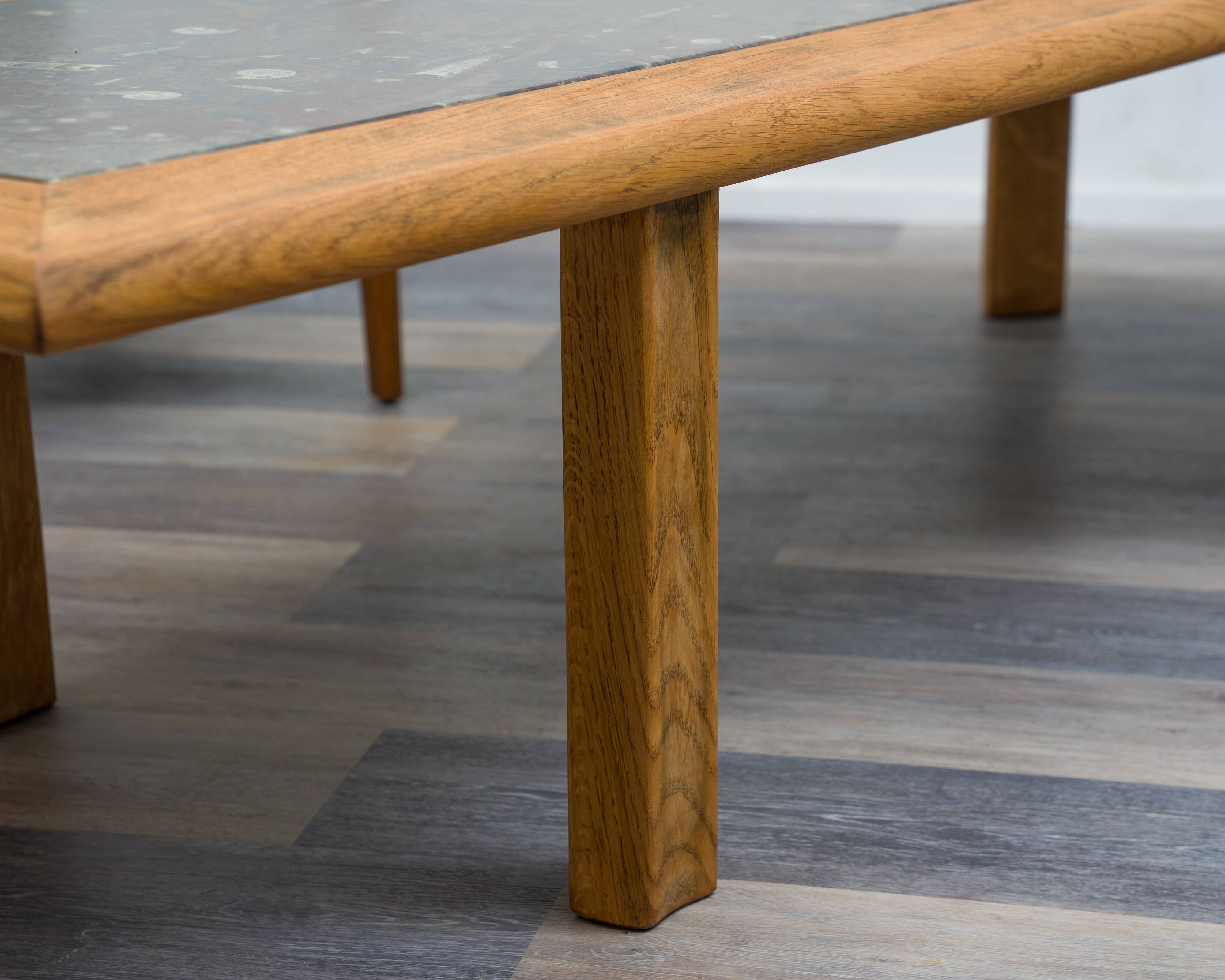 Boomerang coffee table, fossil marble, 70s