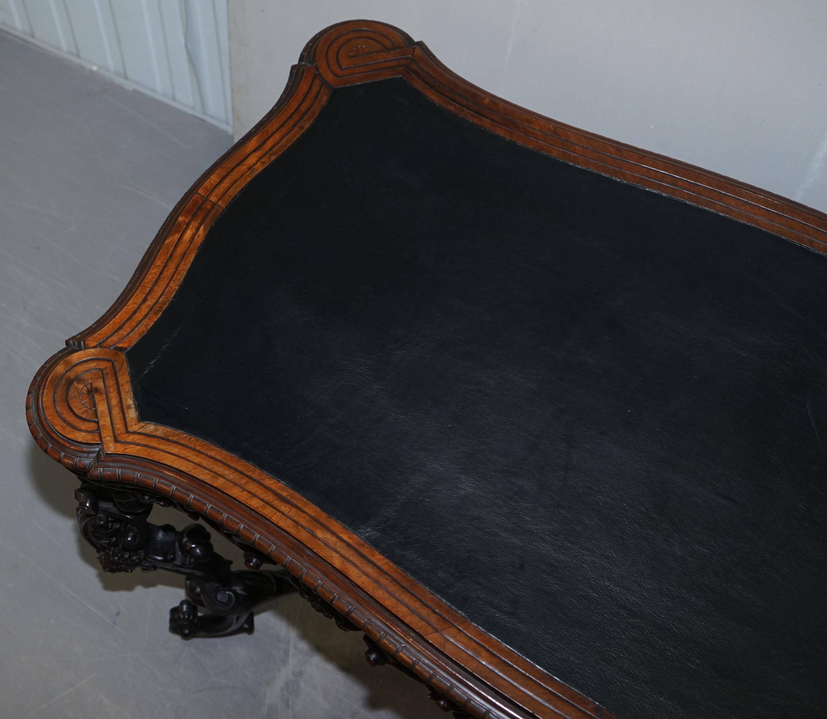 Antique walnut library table by Angiolo Barbetti
