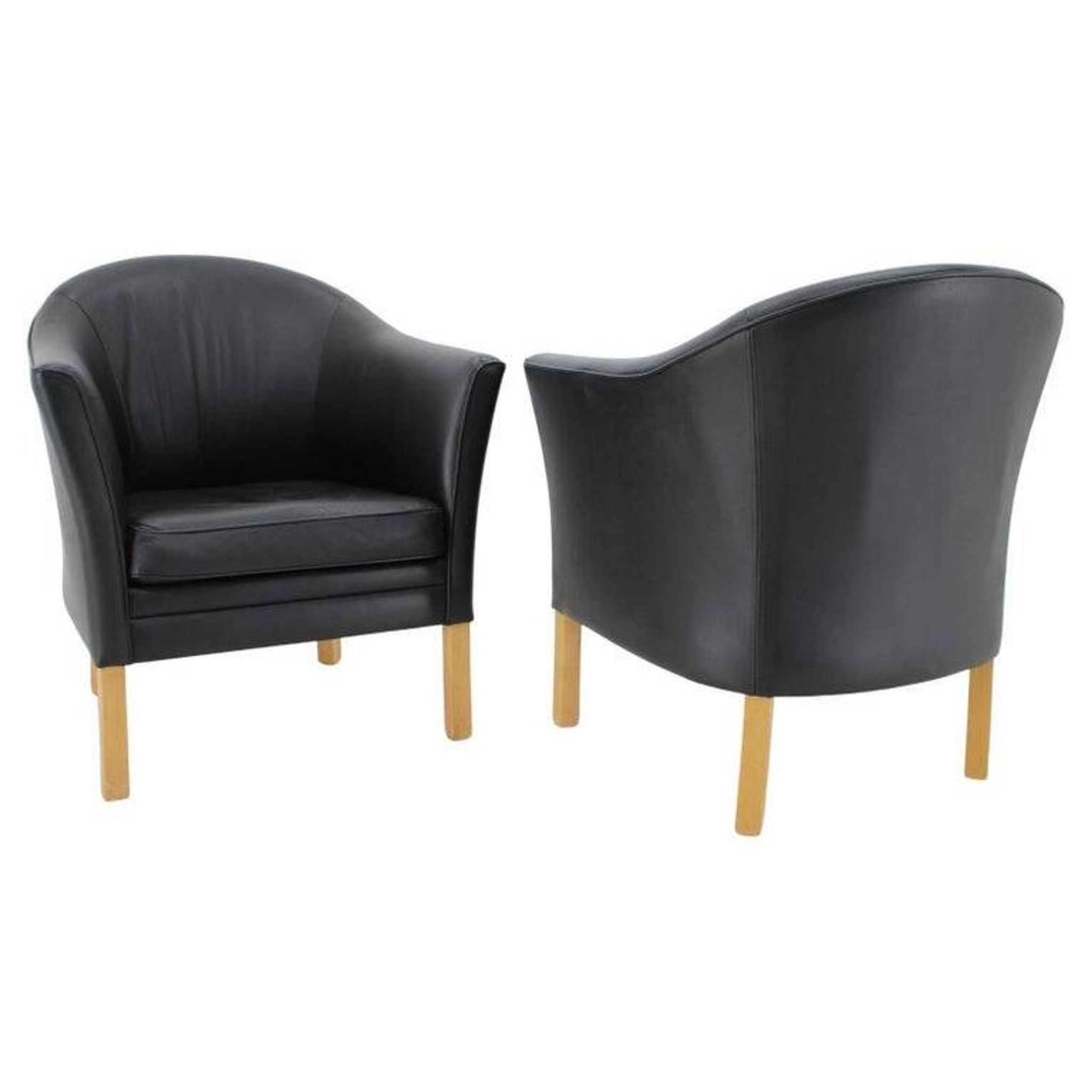 Pair of 1970s Mogens Hansen MH80 "Queen Chairs" in Black Leather and Oak