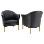 Pair of 1970s Mogens Hansen MH80 "Queen Chairs" in Black Leather and Oak