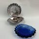 Beurrier coquillage inox et coupelle bleue