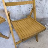 Pair of vintage folding wooden chairs