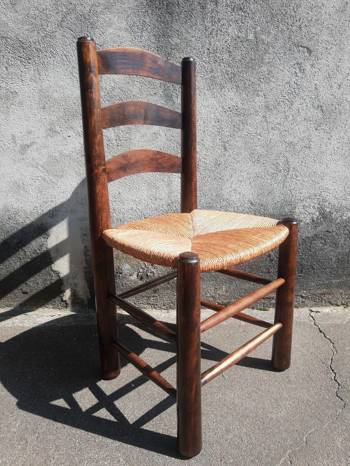 Pair of brutalist wood mulched chairs