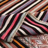 5x8 Kilim Colorful Striped Vintage Wool Kilim Rug, 160x232 Cm
