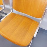 Suite of 4 vintage Giancarlo Piretti benches for Castelli in wood and aluminum