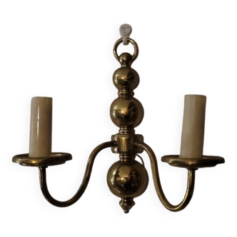 Two-light brass wall light