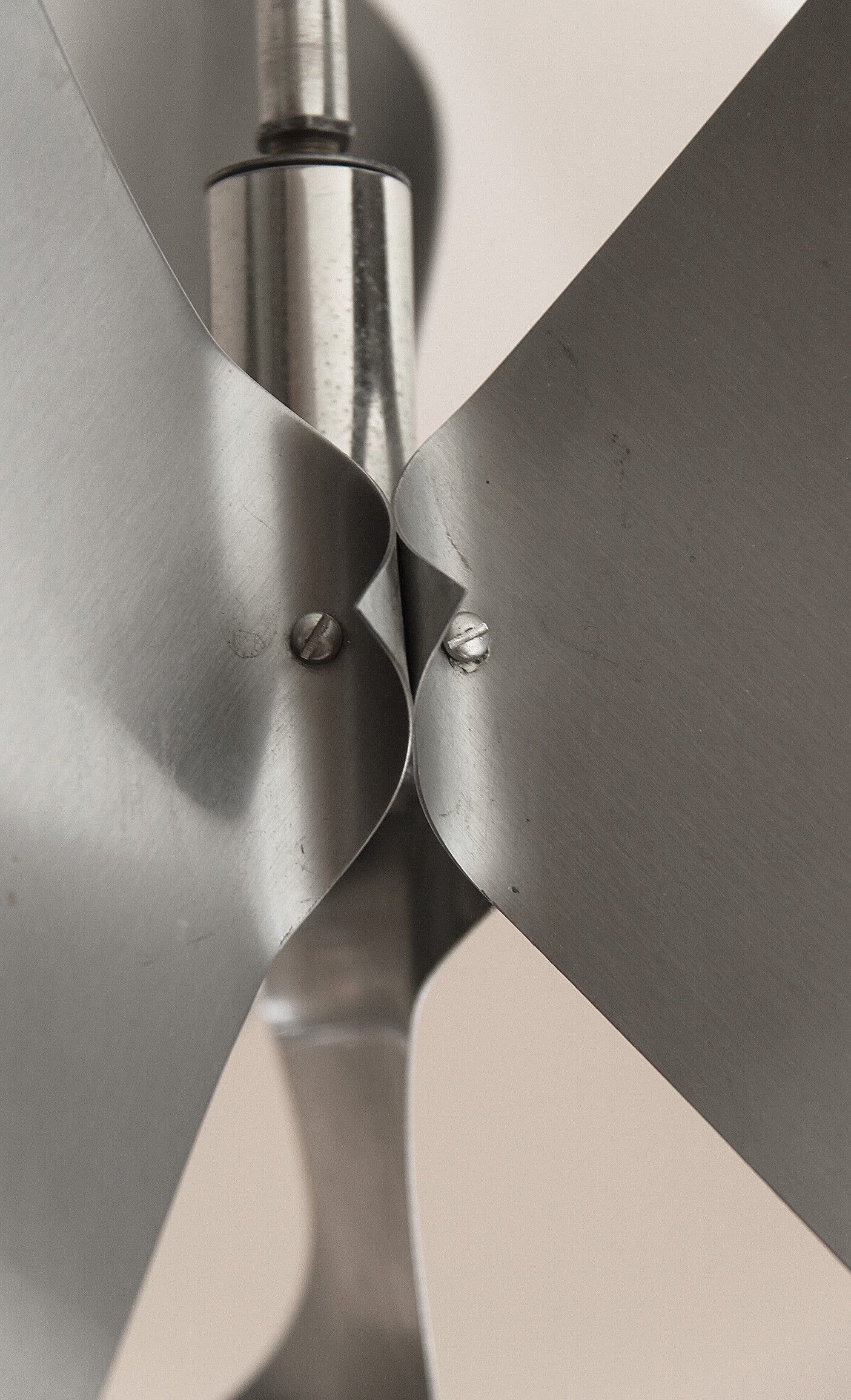 Brushed steel metal pendant light, seventies design