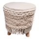Tabouret pouf bois et tissus.