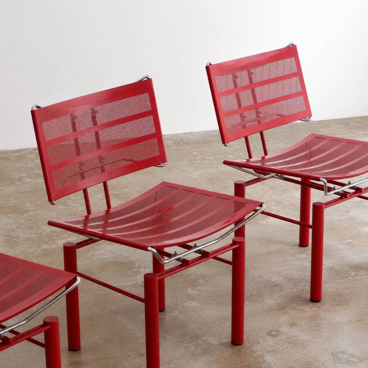 Set of 4 postmodern '8600' chairs in red by Hans Ulrich Bitsch for Kusch & Co.
